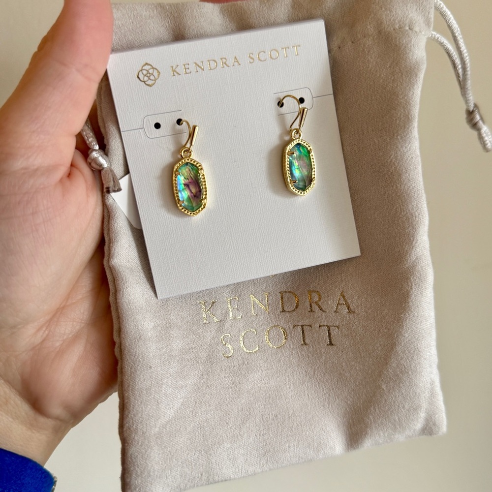 NWT Kendra Scott Gold & Turquoise Earrings - With Dust Bag!